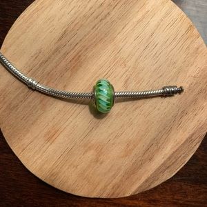 Authentic Pandora Green Zigzag Murano Glass